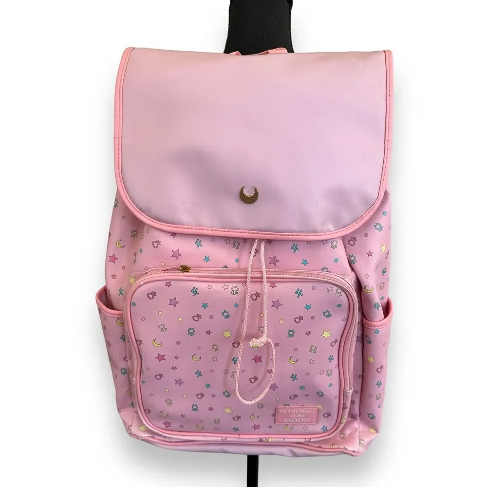 Sailor Moon Pink School Backpack Luna Large 17”X14” In the Name Of The‎ Moon
